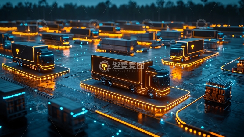 高清大图下载【趣麦麦图】未来感卡车排列整齐