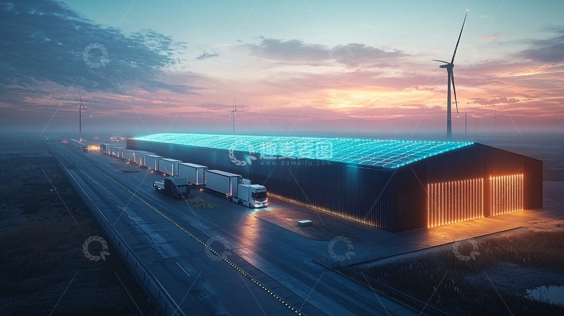 高清大图下载【趣麦麦图】未来仓库傍公路风景