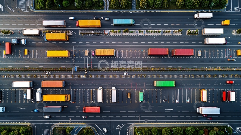 高清大图下载【趣麦麦图】卡车排列整齐的俯视图
