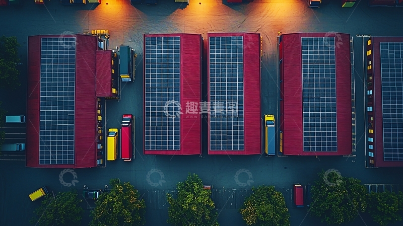 高清大图下载【趣麦麦图】俯瞰红色仓库的夜景