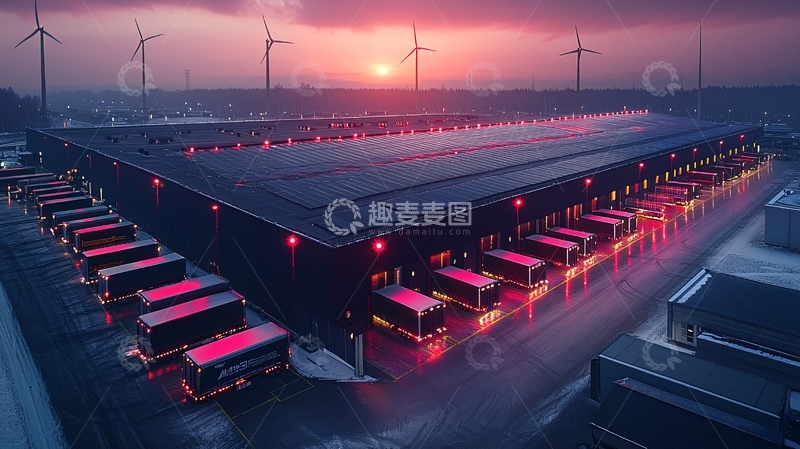 高清大图下载【趣麦麦图】夜幕下的货运卡车集散地