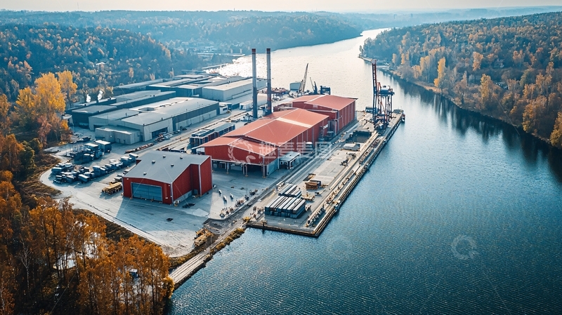 高清大图下载【趣麦麦图】-工厂港口鸟瞰图