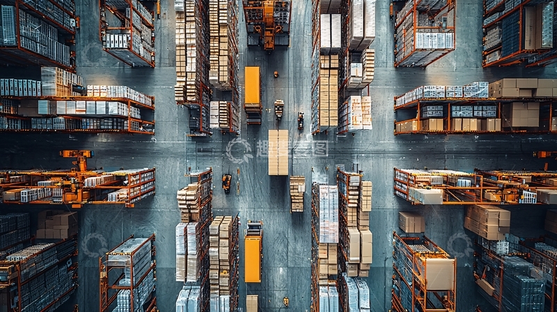 高清大图下载【趣麦麦图】仓库货架俯视图