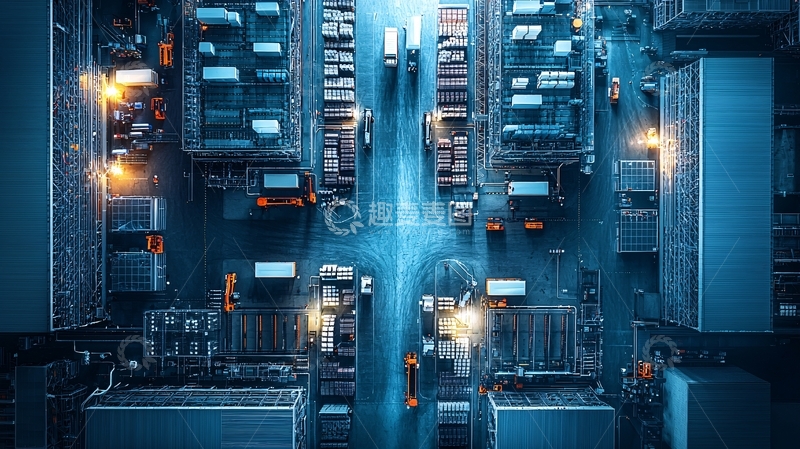 高清大图下载【趣麦麦图】工业区夜景鸟瞰图