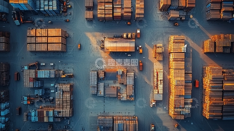 高清大图下载【趣麦麦图】仓库堆放货物鸟瞰
