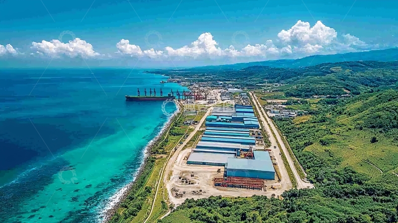 高清大图下载【趣麦麦图】海岸线上的工业区全景