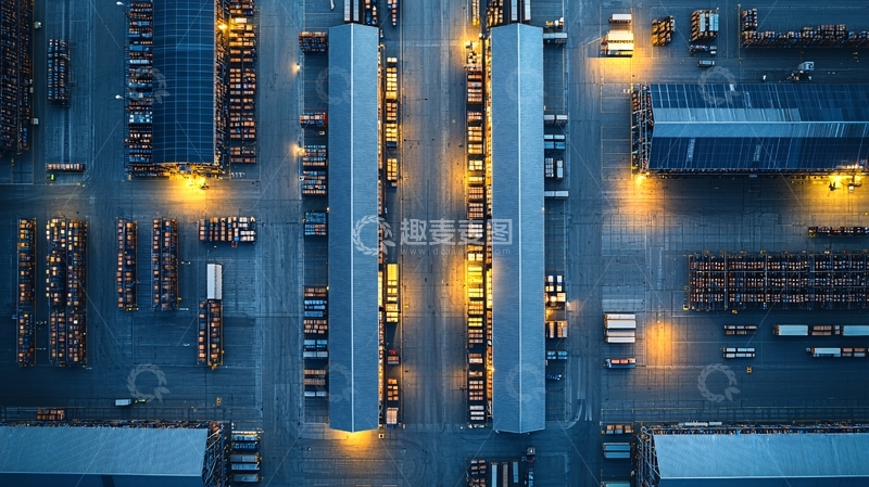 高清大图下载【趣麦麦图】夜间的繁忙港口