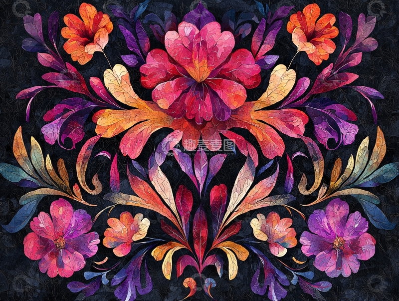 高清大图下载【趣麦麦图】绚丽花卉图案