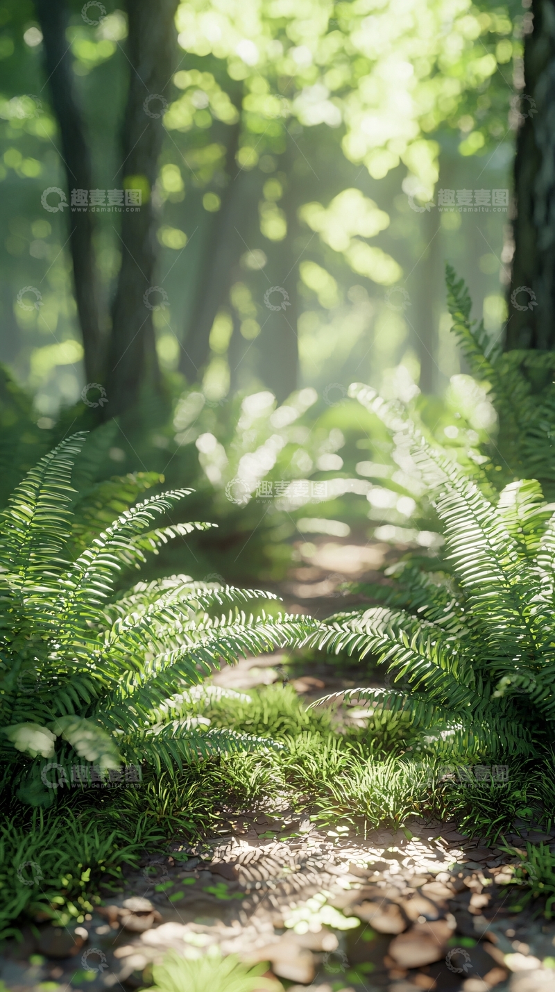 高清大图下载【趣麦麦图】阳光透过树林的小路