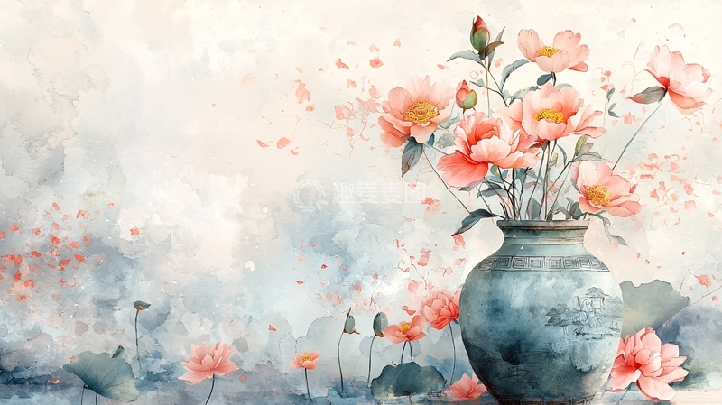 高清大图下载【趣麦麦图】水彩花卉静物