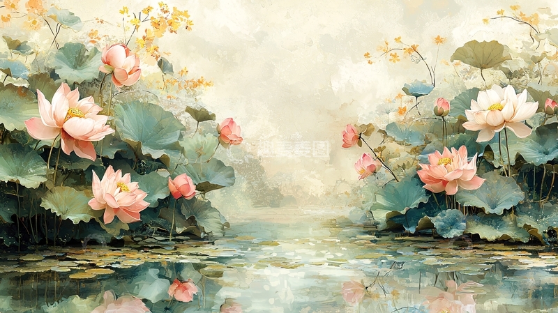 高清大图下载【趣麦麦图】粉色荷花水面
