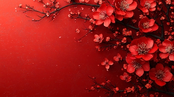 红色背景上的红色花朵