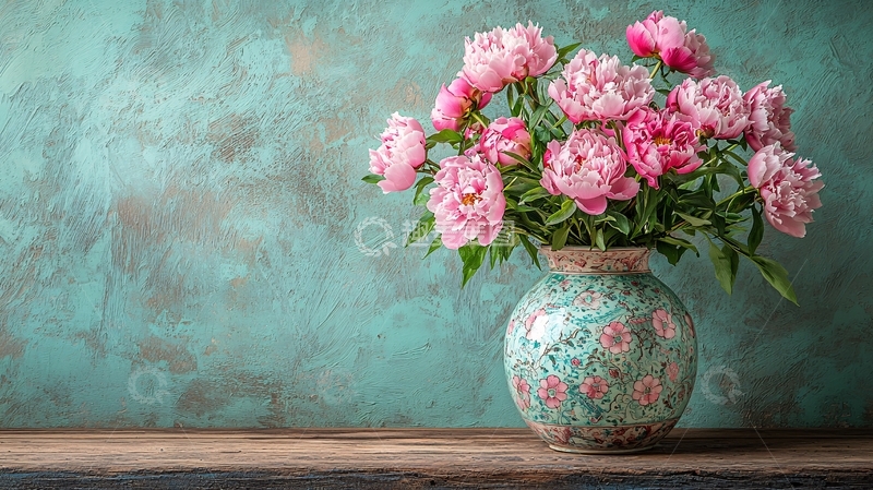 高清大图下载【趣麦麦图】粉色牡丹花瓶静物