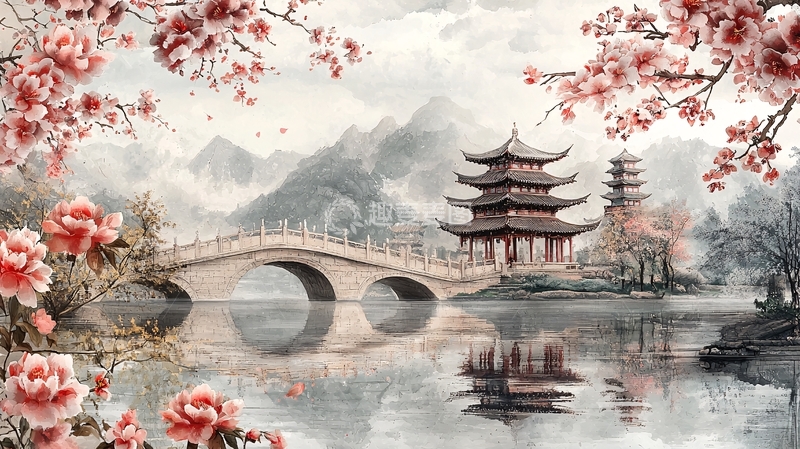 高清大图下载【趣麦麦图】国风山水画高清图片