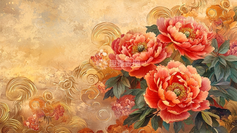 高清大图下载【趣麦麦图】国风工笔牡丹画