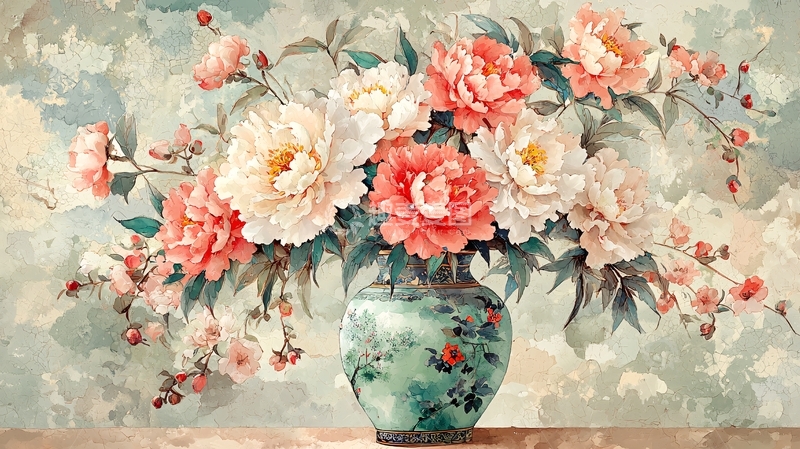 高清大图下载【趣麦麦图】花瓶里的牡丹花