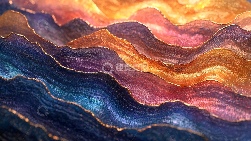 高清大图下载【趣麦麦图】抽象水彩山脉纹理