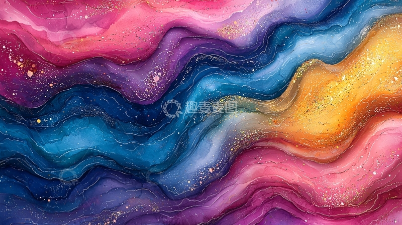 高清大图下载【趣麦麦图】水彩渐变梦幻星空背景