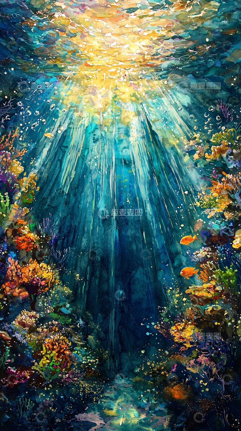 高清大图下载【趣麦麦图】海底阳光高清图片
