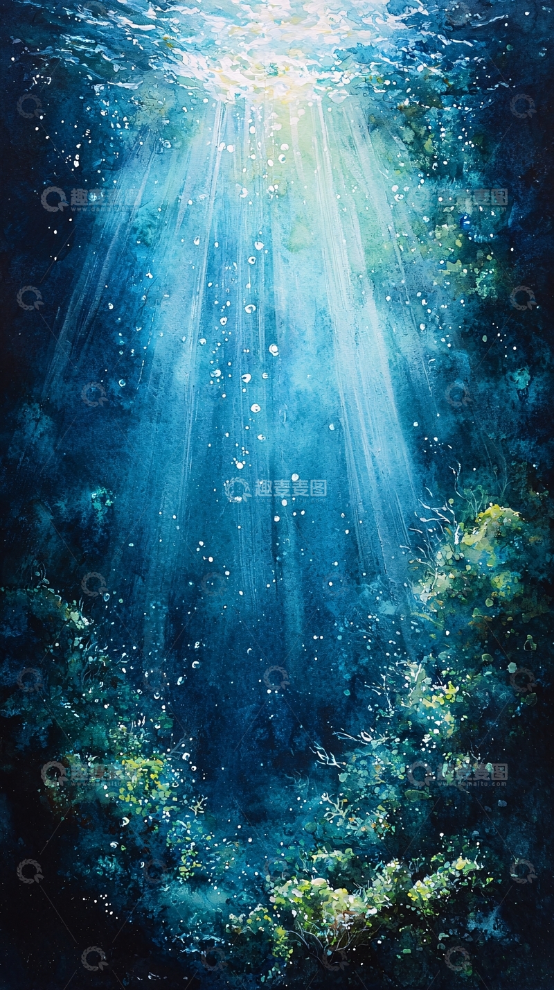 高清大图下载【趣麦麦图】海底阳光穿透