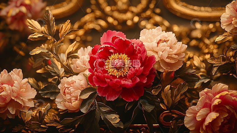 高清大图下载【趣麦麦图】华丽的牡丹花卉装饰画