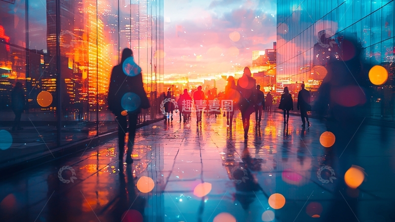高清大图下载【趣麦麦图】城市夜景人影憧憧