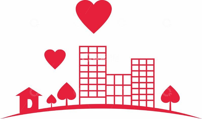 源文件下载【趣麦麦图】爱心建筑 爱心屋