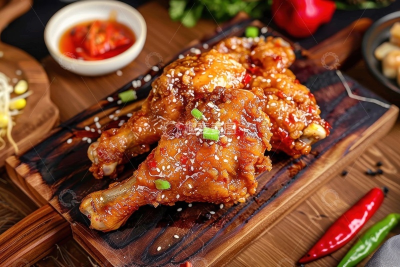 高清大图下载【趣麦麦图】一盘香酥炸鸡腿美食