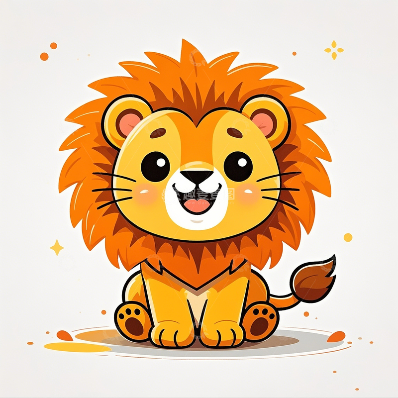 高清大图下载【趣麦麦图】Q版卡通手绘大笑小狮子