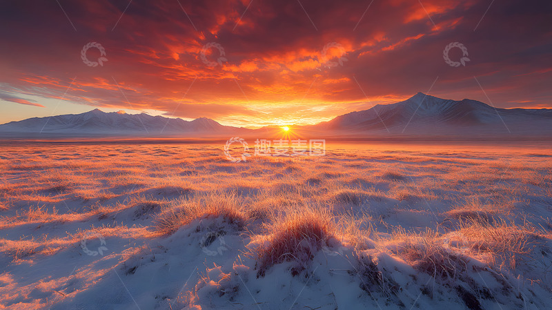 高清大图下载【趣麦麦图】戈壁上的日落1