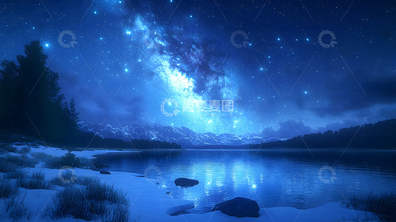 高清大图下载【趣麦麦图】大漠上的夜空银河1