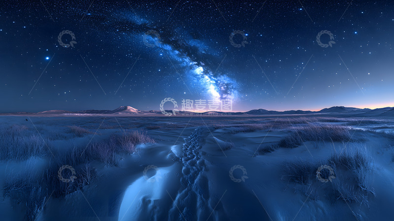 高清大图下载【趣麦麦图】大漠上的夜空银河