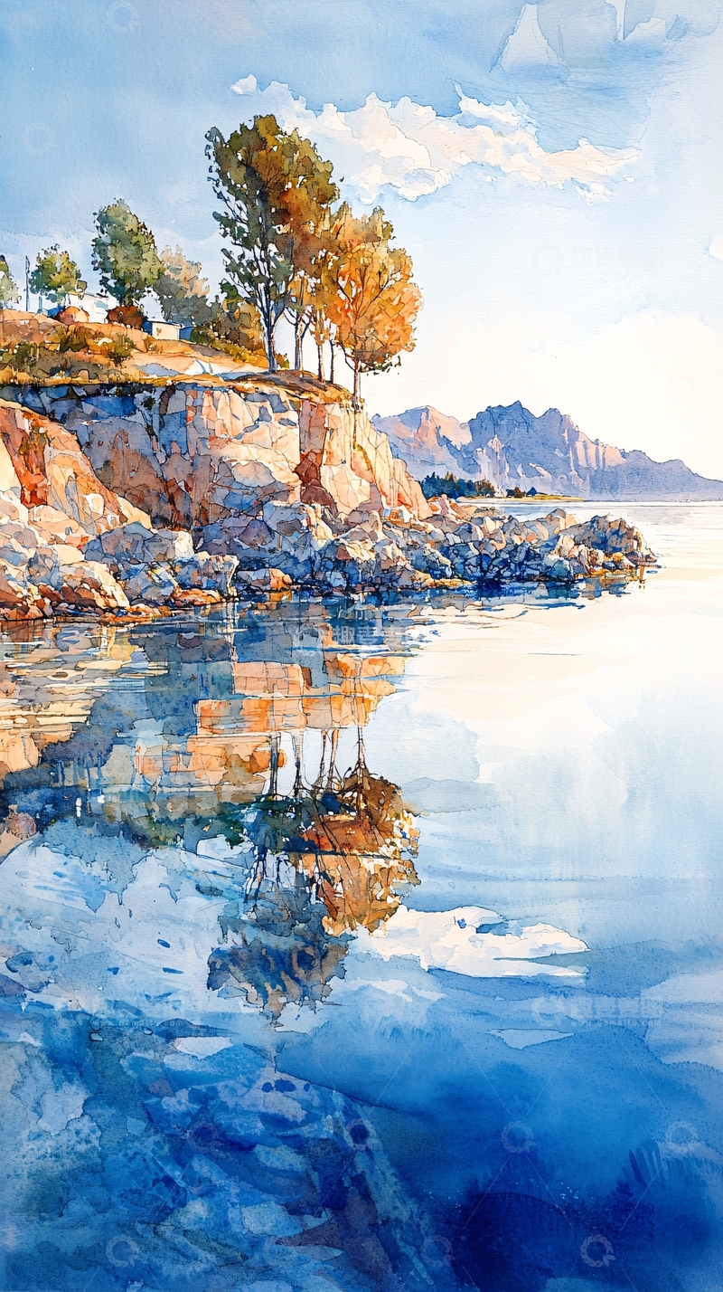 高清大图下载【趣麦麦图】水彩风景画高清图片