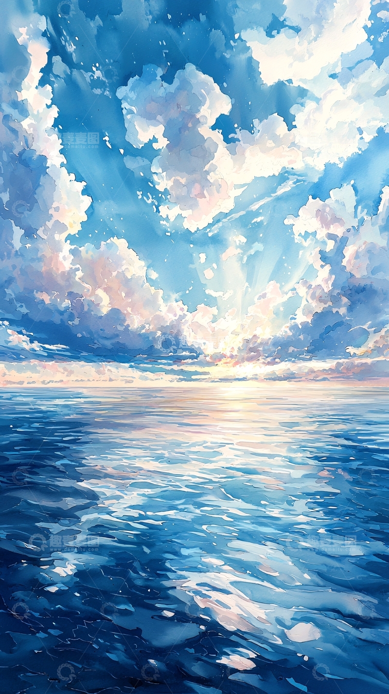 高清大图下载【趣麦麦图】水天一色云彩唯美场景