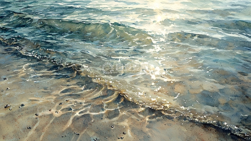 高清大图下载【趣麦麦图】海滩上的水波荡漾