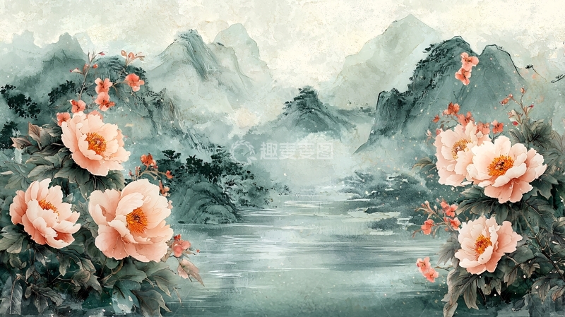 高清大图下载【趣麦麦图】山水花卉水墨意境图