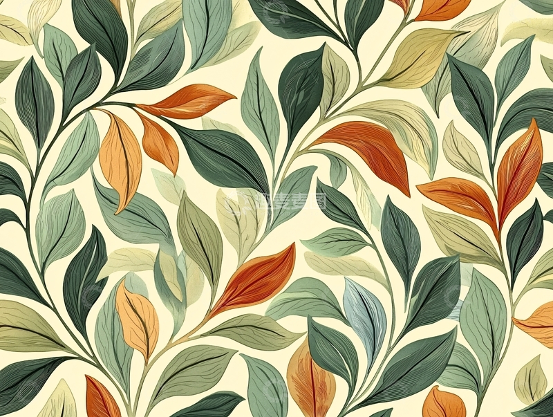 高清大图下载【趣麦麦图】植物叶片交织图案