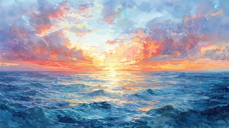高清大图下载【趣麦麦图】海上日落的唯美画面