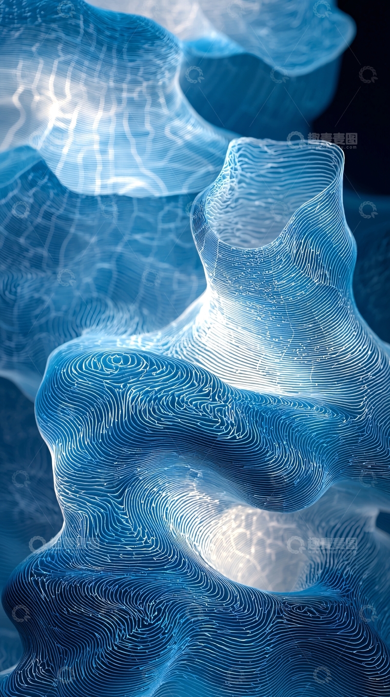 高清大图下载【趣麦麦图】蓝色透明冰晶体