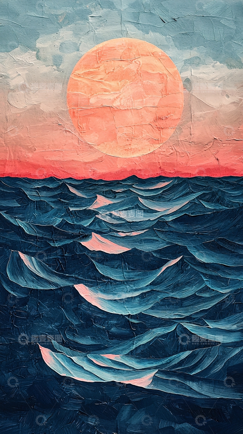 高清大图下载【趣麦麦图】海上日落高清图片