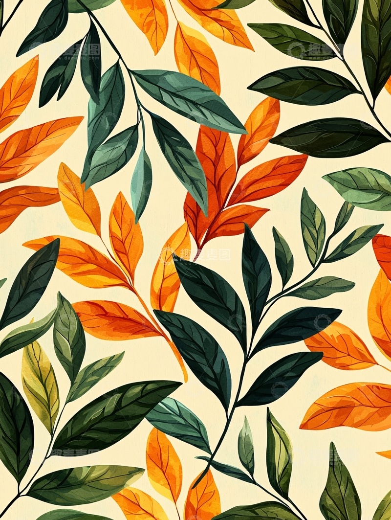 高清大图下载【趣麦麦图】秋季色彩树叶图案