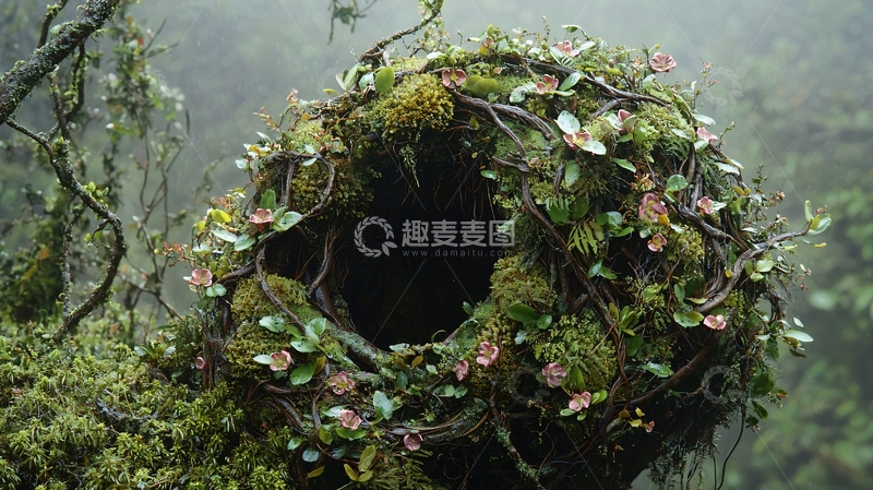 高清大图下载【趣麦麦图】自然洞穴被植物覆盖