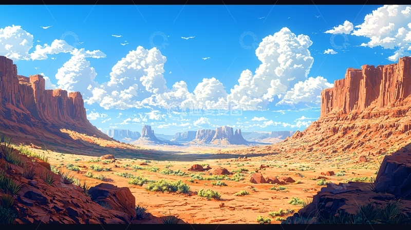 高清大图下载【趣麦麦图】广袤沙漠中的峡谷风光