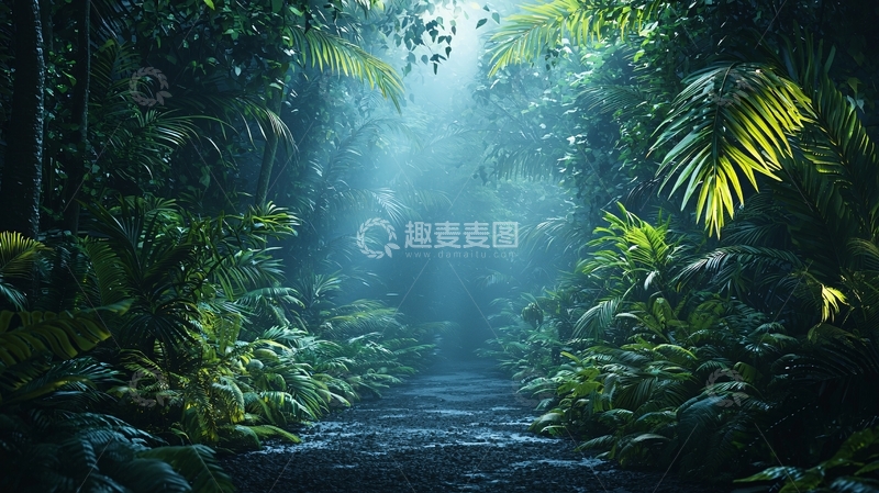 高清大图下载【趣麦麦图】热带雨林深处的小路