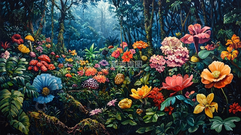 高清大图下载【趣麦麦图】森林花卉盛开