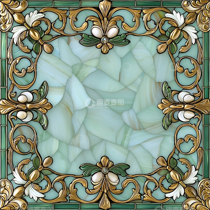 高清大图下载【趣麦麦图】华丽复古框架与水彩背景
