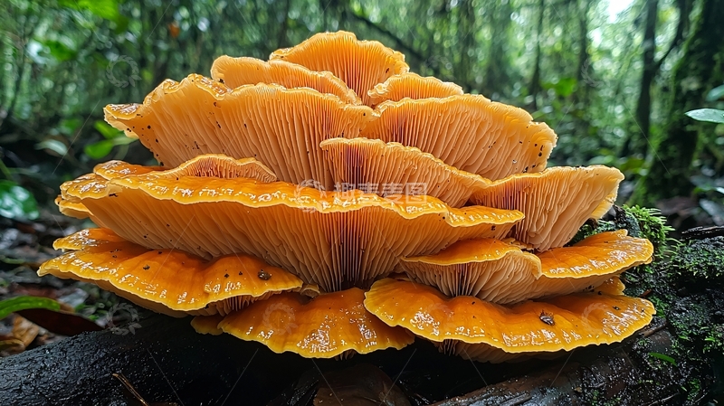 高清大图下载【趣麦麦图】鲜艳橙色丛生菌菇