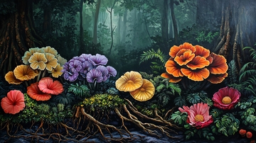 色彩鲜艳的蘑菇森林