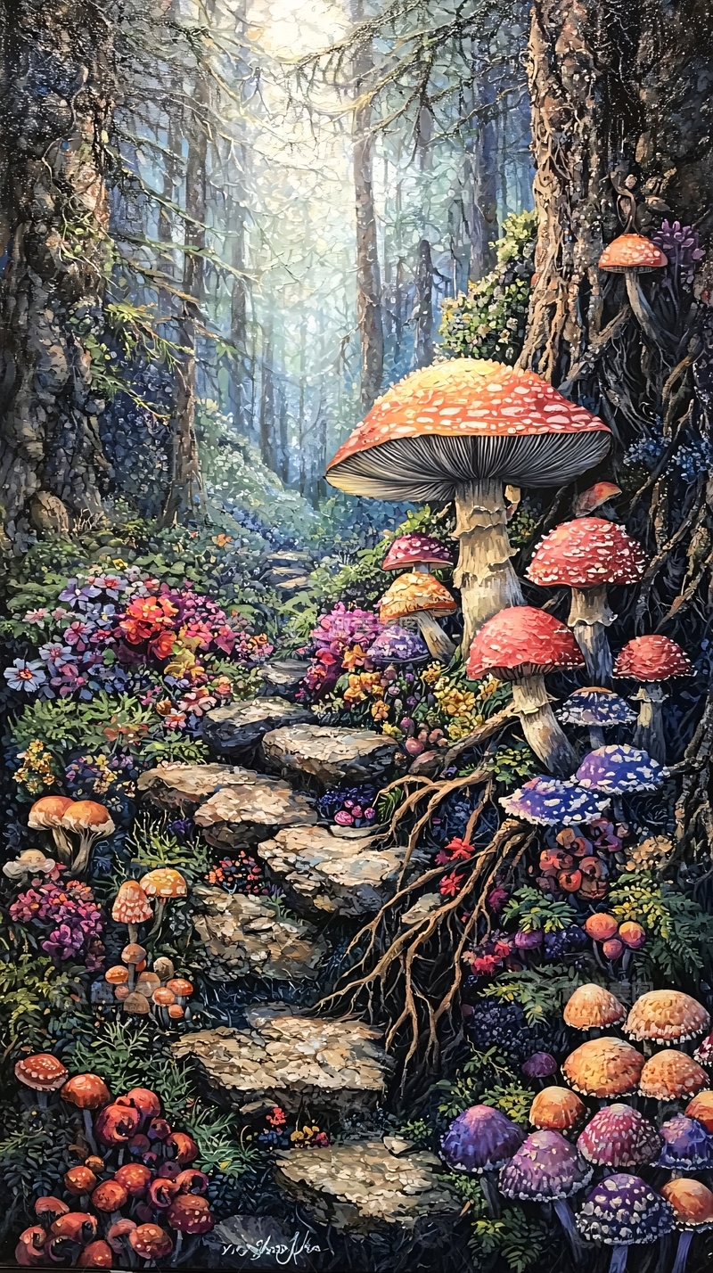 高清大图下载【趣麦麦图】童话森林蘑菇小路