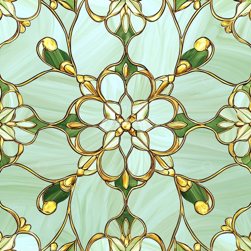 高清大图下载【趣麦麦图】彩色玻璃花卉图案